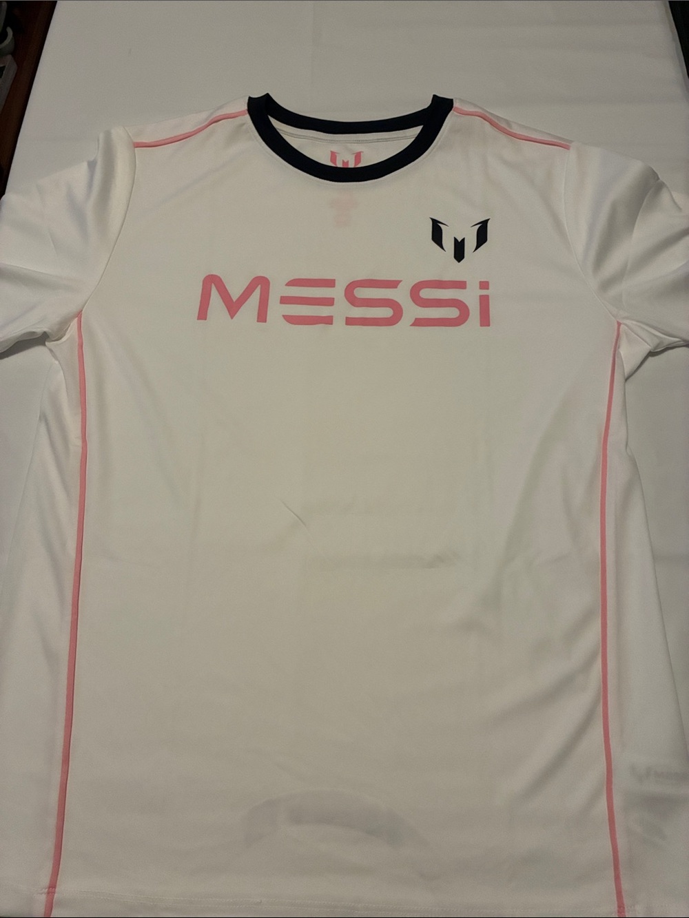 MESSI Kids' Short Sleeve Tee - White with Pink Accents